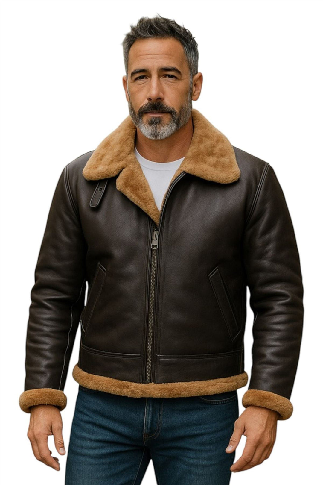 Mens B3 Aviator Real Sheepskin Leather Flying Jacket-Oxford