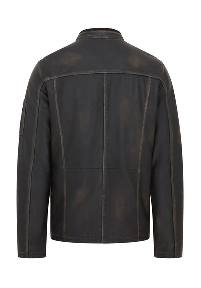 Mens Vintage Black Leather Safari Jacket - Fagernes