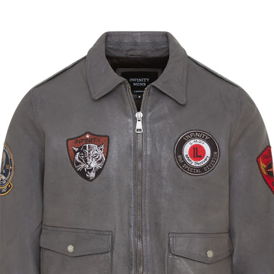 Men’s Leather Bomber G-1 Aviator Collar Jacket  - Maverick