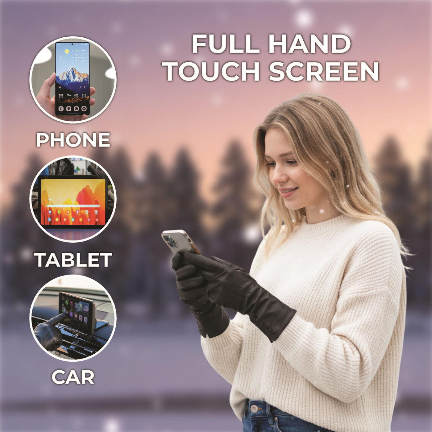 Womens Long Italian Leather Winter Button Design Soft Wool Lining Gloves - L-GLV-201