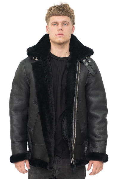 Mens Hooded Sheepskin Leather B3 Flying Jacket-Harwich