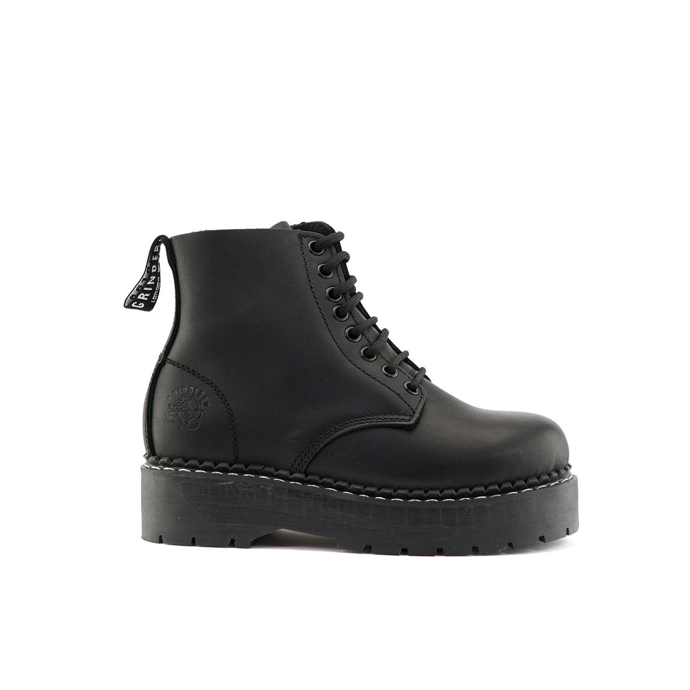 Grinders Unisex Black Leather Ankle Casual Lace Up Boots - Chalie ACS