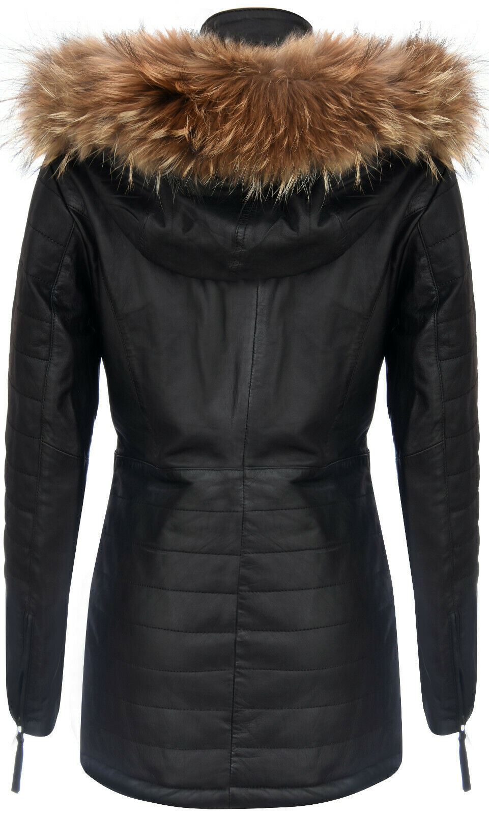 Womens Quilted Leather Parka Jacket-Curitiba