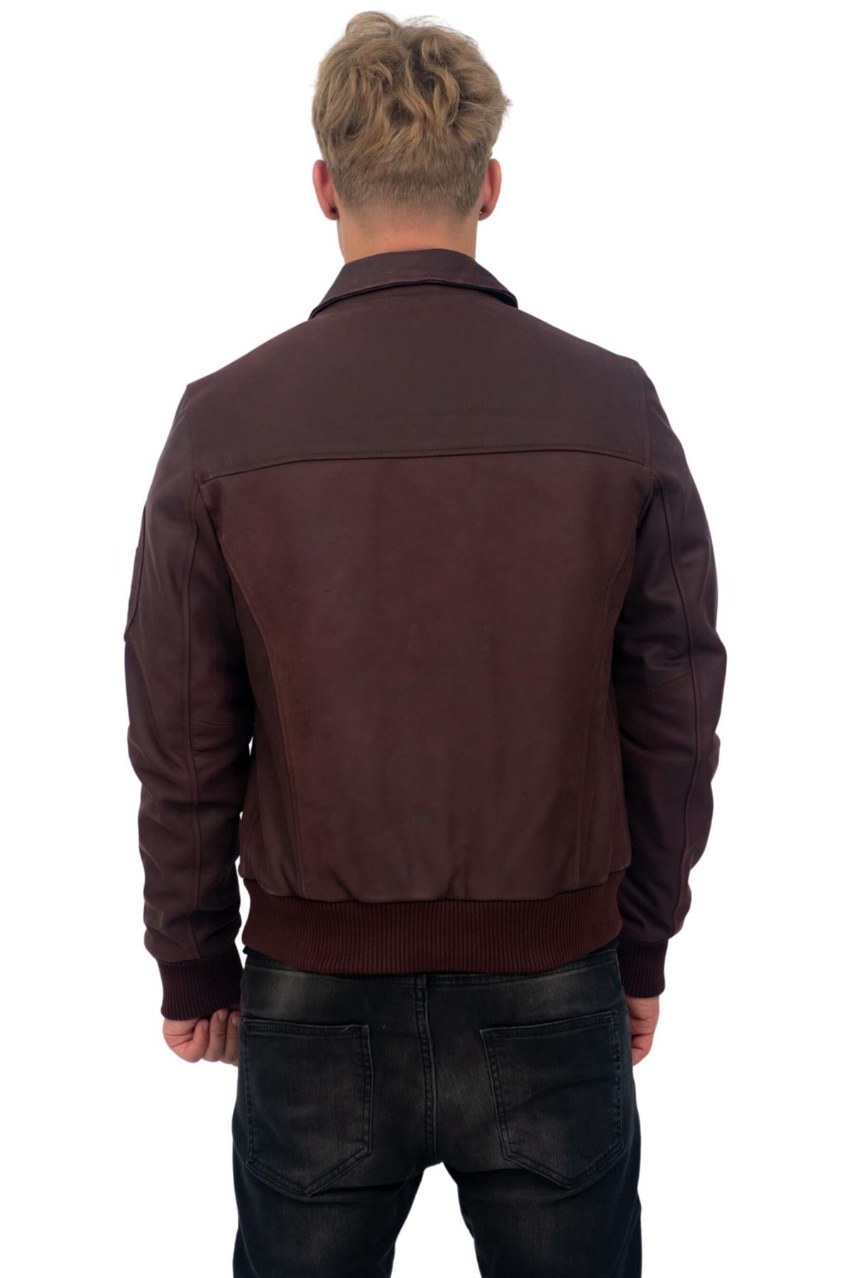 Mens A2 Cowhide Leather Bomber Jacket-Oslo