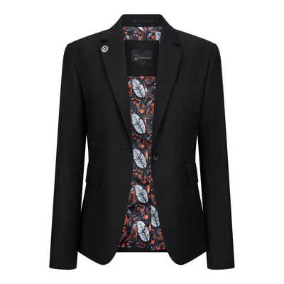 Women's 3 Piece Tailored Fit Plain Black Formal Office Suit