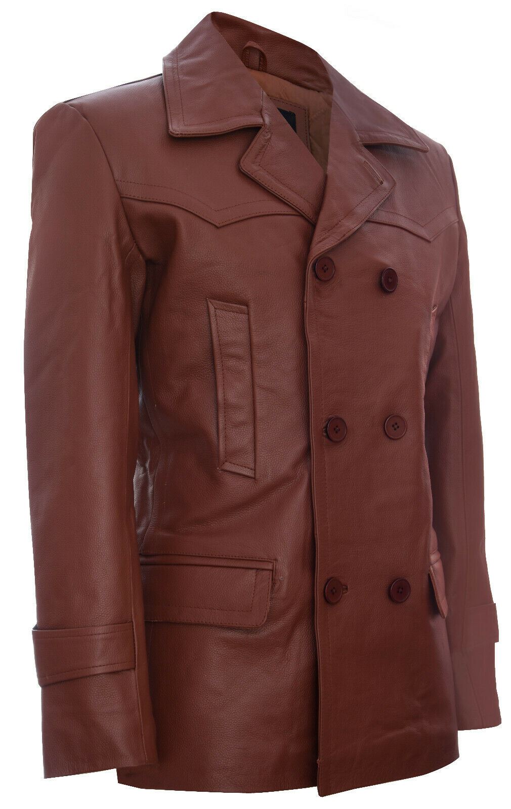 Mens Cowhide Leather Peacoat-Krakaw