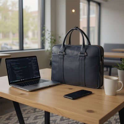 Genuine Leather Laptop Business Briefcase Office Work Travel Bag - Sutton