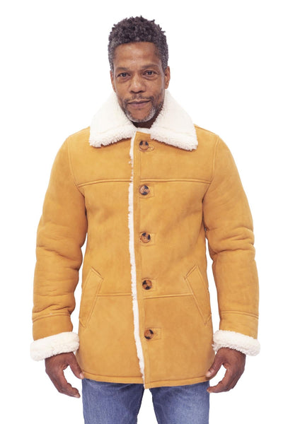 Mens Classic Sheepskin Car Coat-Leyton