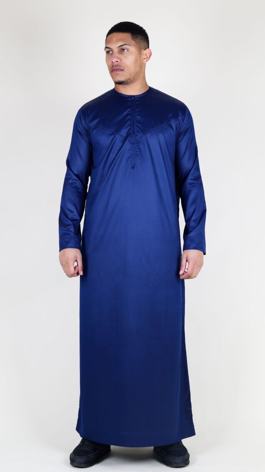 Men's Thobe Robe Satin Emirati Islamic Jubba Eid Regular Fit