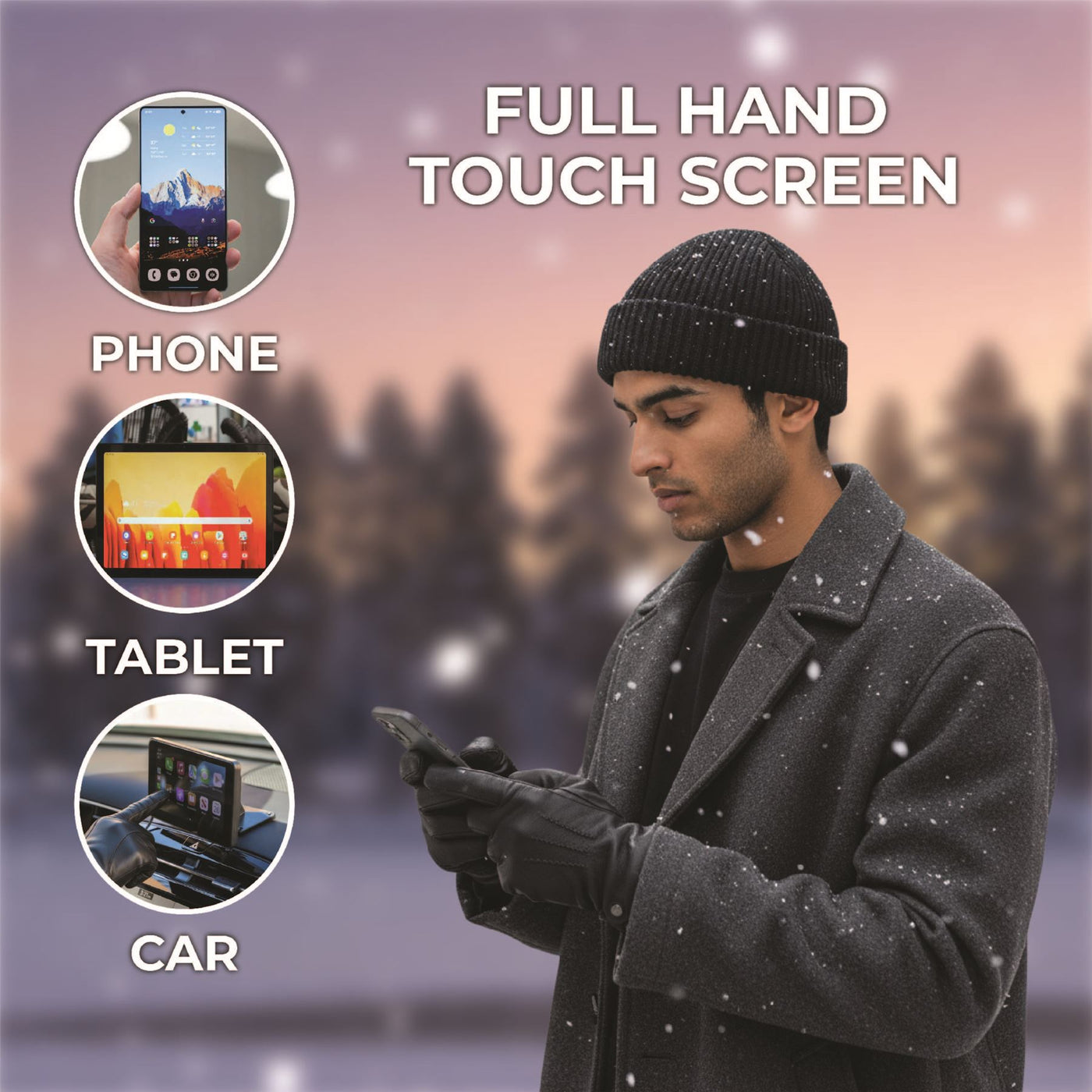 Men’s Italian Leather Warm Wool-Lined Winter Gloves - M-LGV-505