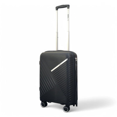 Robust PP Hard Shell Black 8 Wheels Luggage Travel Holiday Cabin Suitcase Set