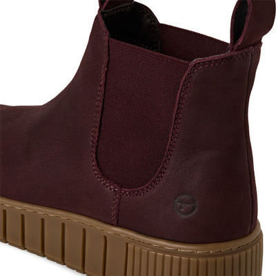 Tamaris Womens Bordeaux Burgundy Leather Chelsea Ankle Boots