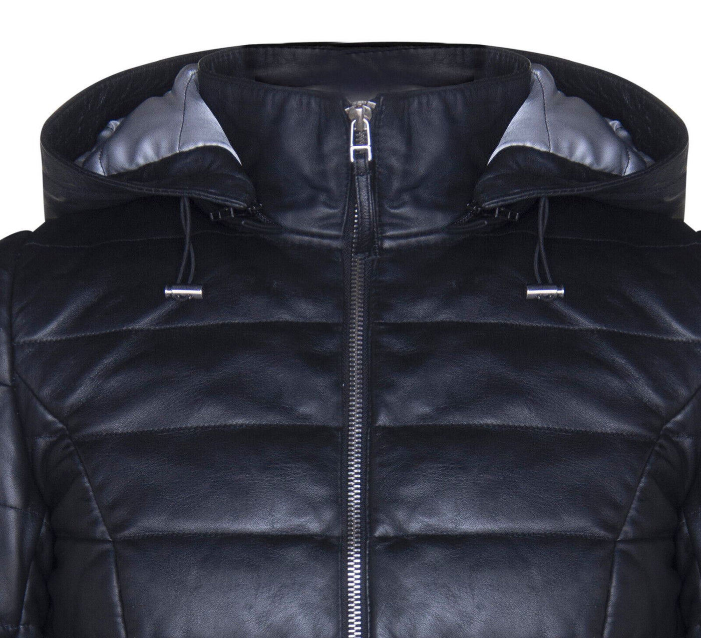 Womens Leather Puffer Parka Jacket-Andria