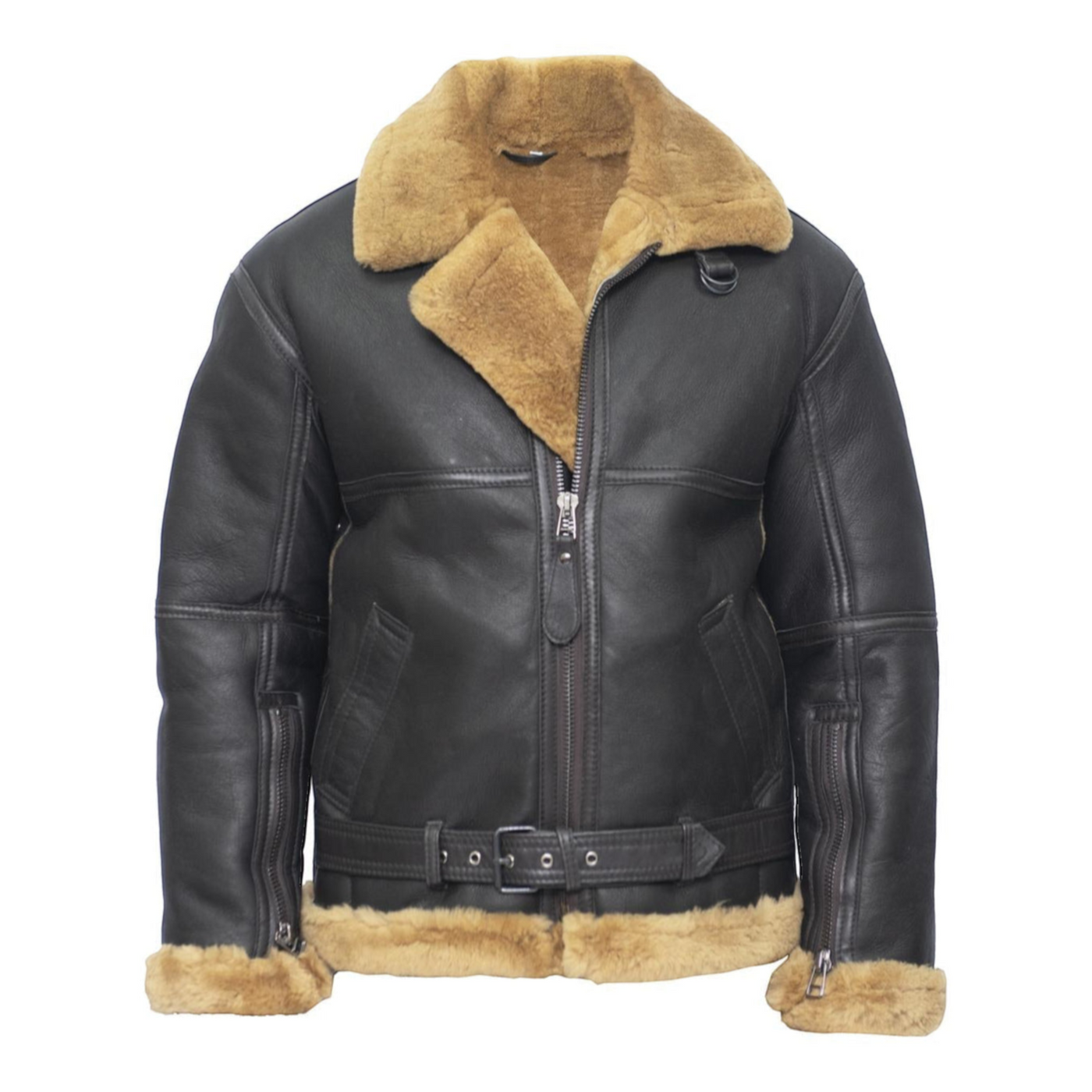 Leatherick Giacca in pelle marrone con spesso shearling Montone Flying Jacket (S Leatherick Giacca in pelle marrone con spesso shearling Montone Flying Jacket (S