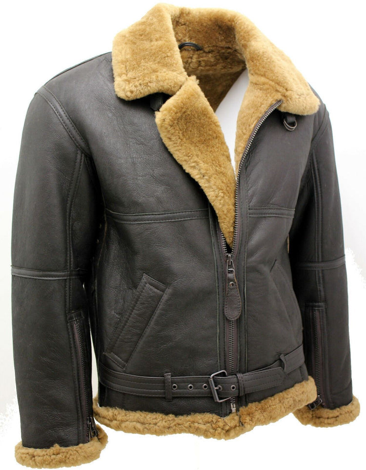 Mens RAF Sheepskin Leather Aviator Jacket-Skyfair – Infinity Leather