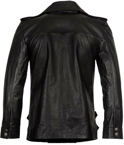 Mens Cowhide Leather Peacoat-Leiden