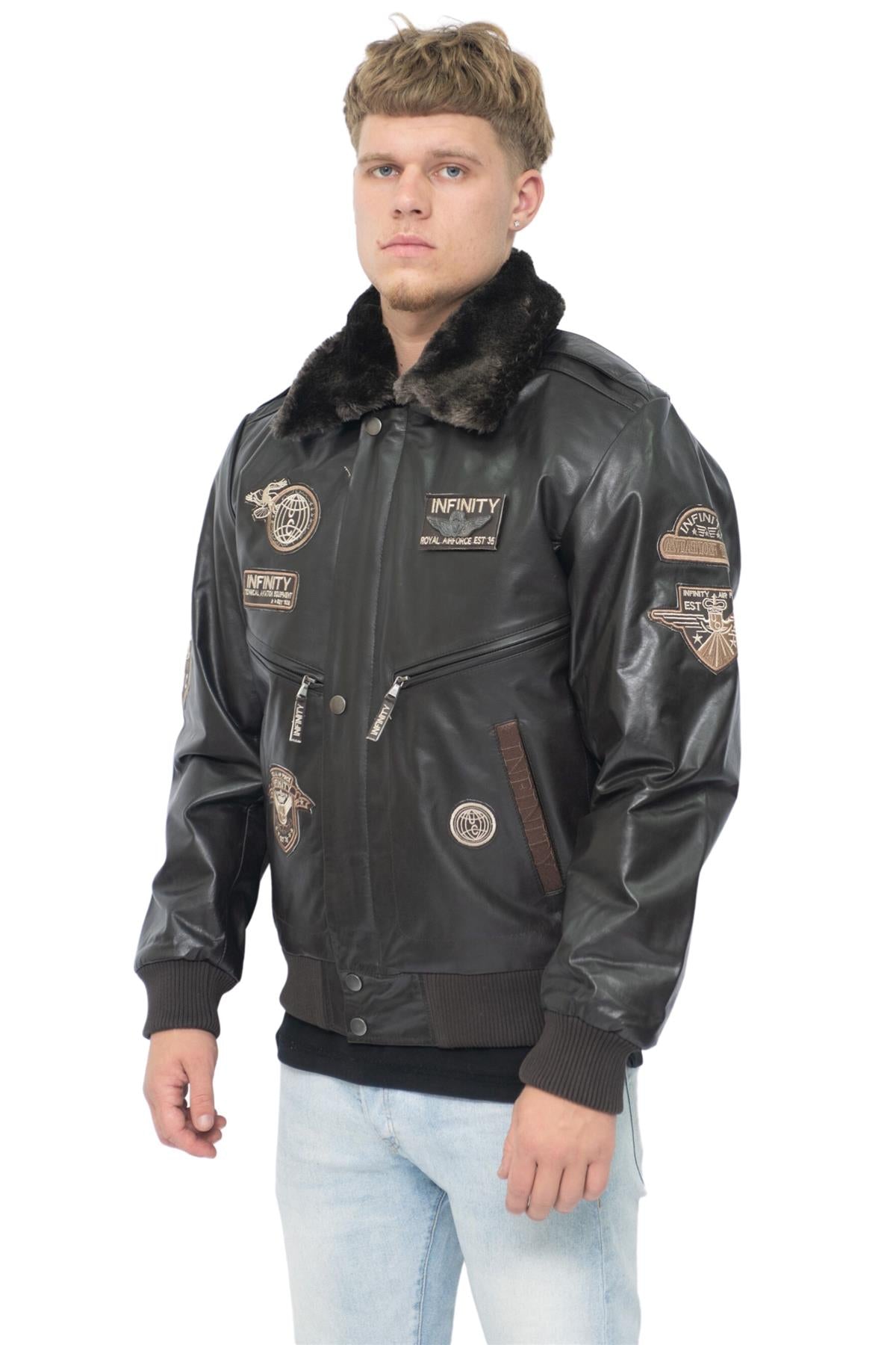 Mens Leather US Air Force Bomber Jacket-Wellington