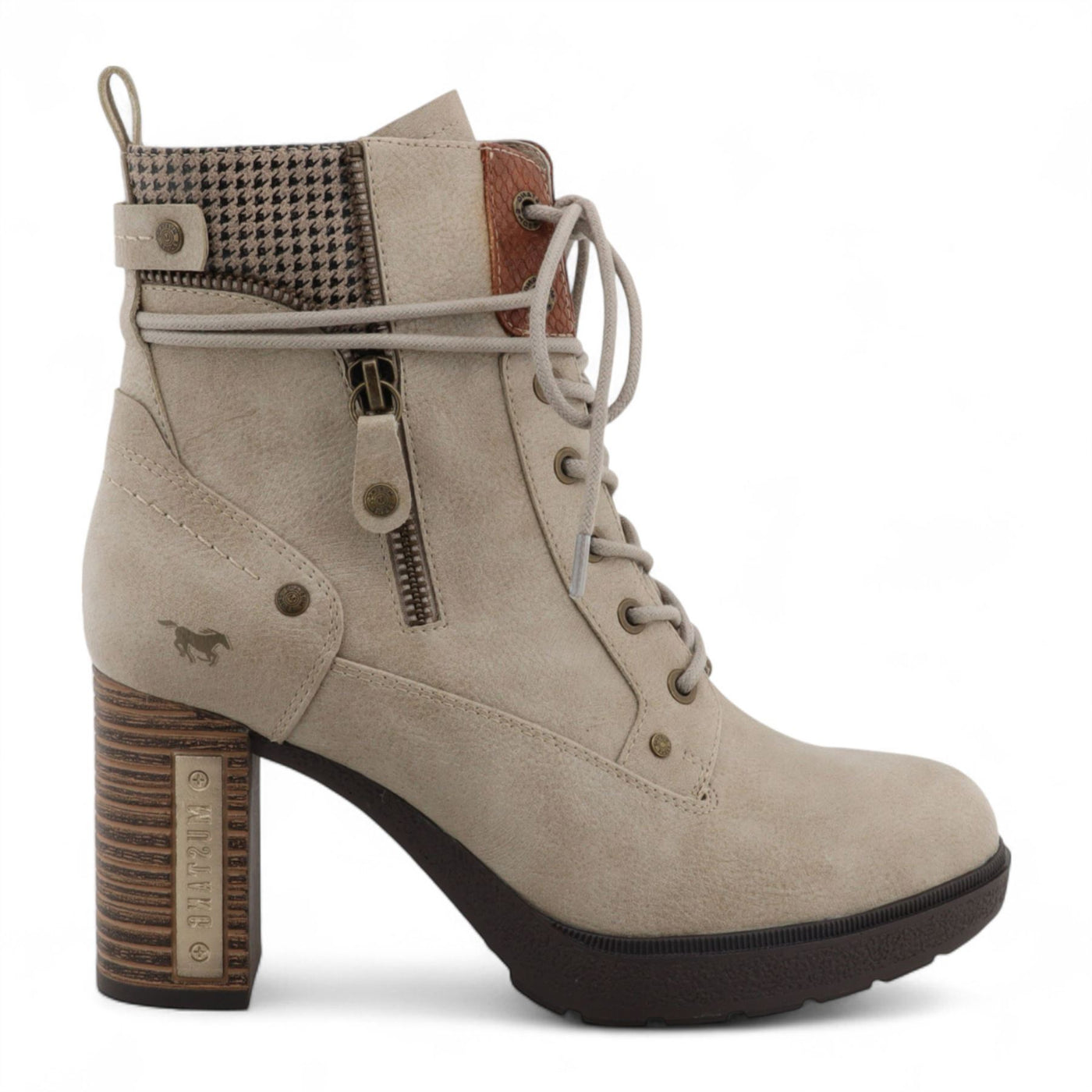 Mustang Women's Off-White High-Heeled Ankle Boots