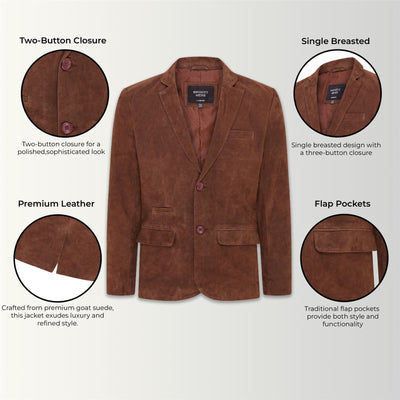 Mens Slim Goat Suede Italian Blazer Jacket-Somero