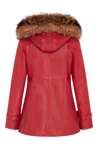 Parka da donna in pelle con cappuccio-Putian