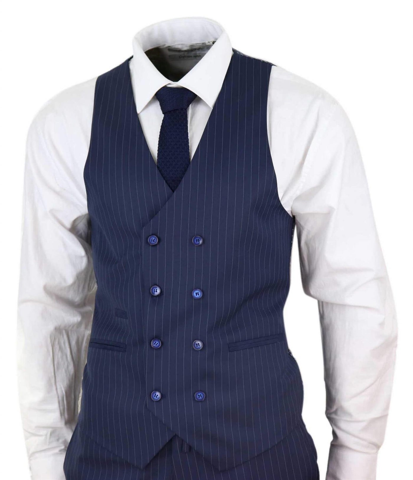 Men's 3 Piece Navy Blue Pinstripe Retro Suit