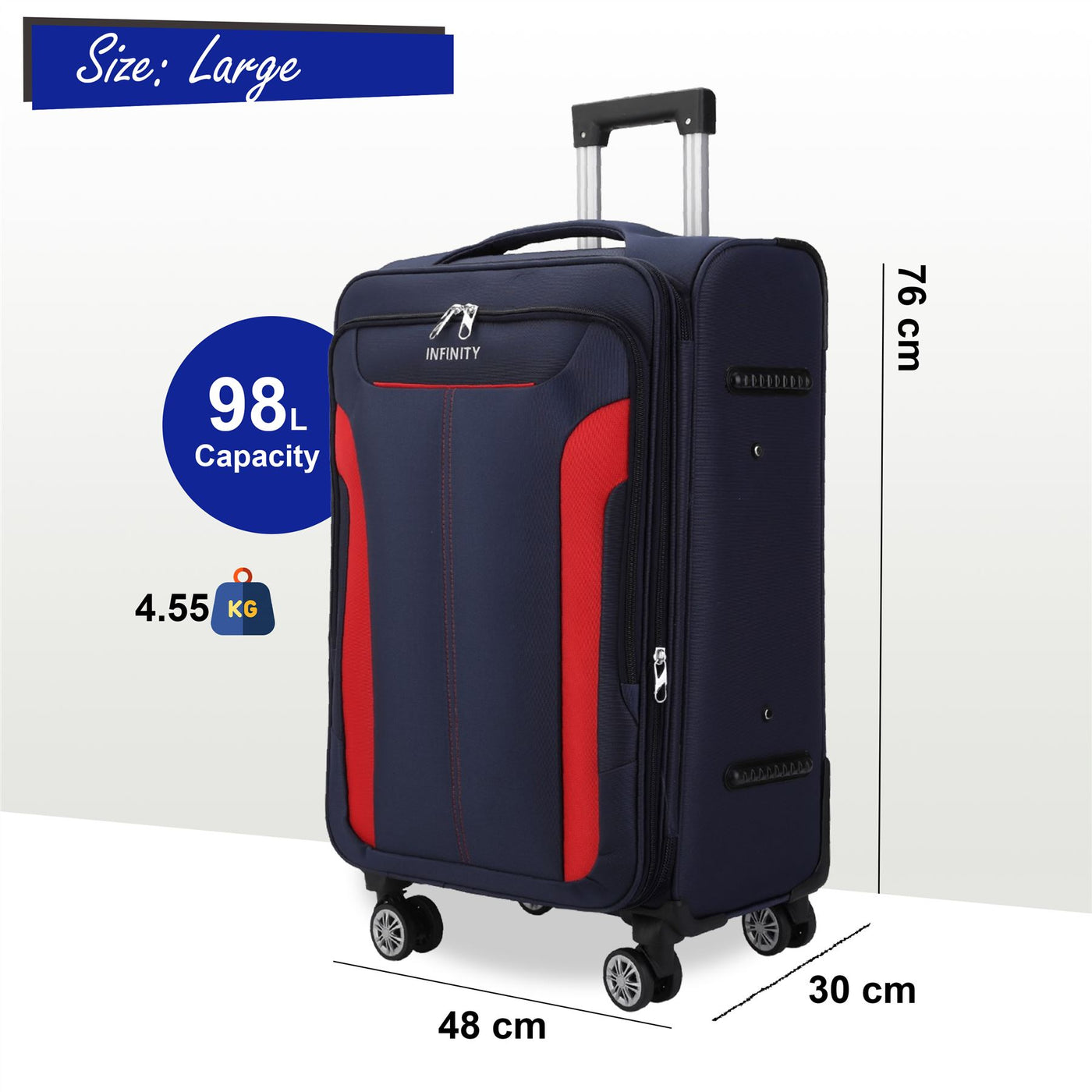 8 Wheel Lightweight Suitcase Luggage Travel Bags Set