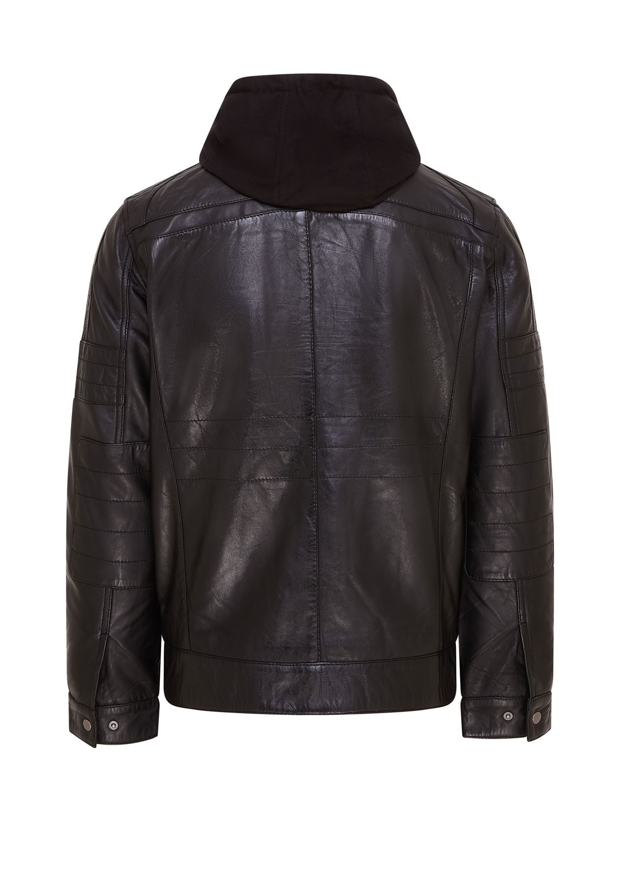 Mens Hooded Leather Biker Jacket - Stavern