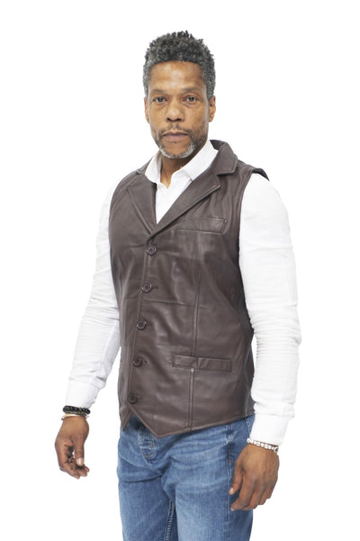 Mens Smart Classic Leather Waistcoat-Bristol