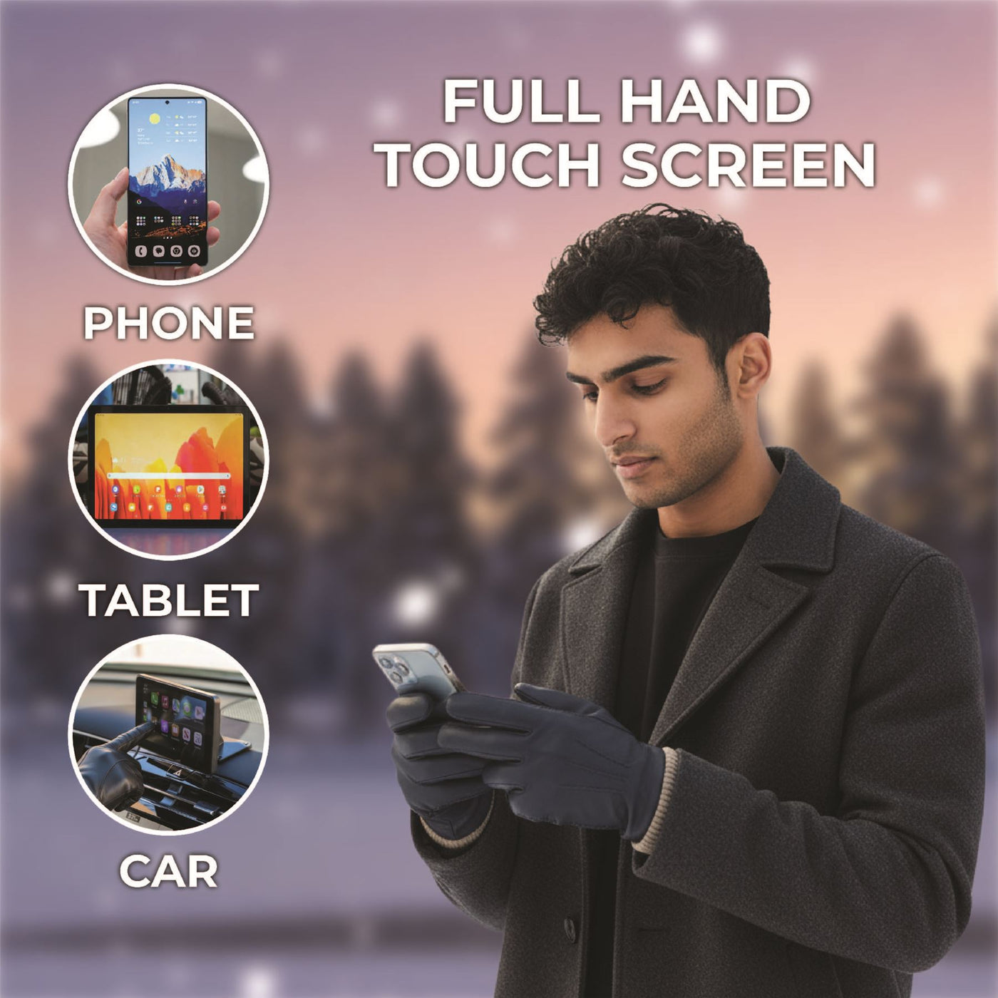 Men’s Italian Leather Warm Wool Lining Winter Gloves - M-LGV-405