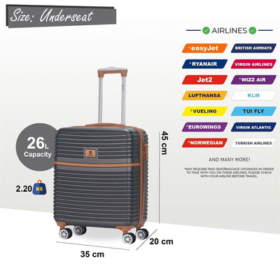 ABS Hardshell Underseat Cabin Suitcase 45 x 35 x 20 cm Luggage Suitable for Easyjet