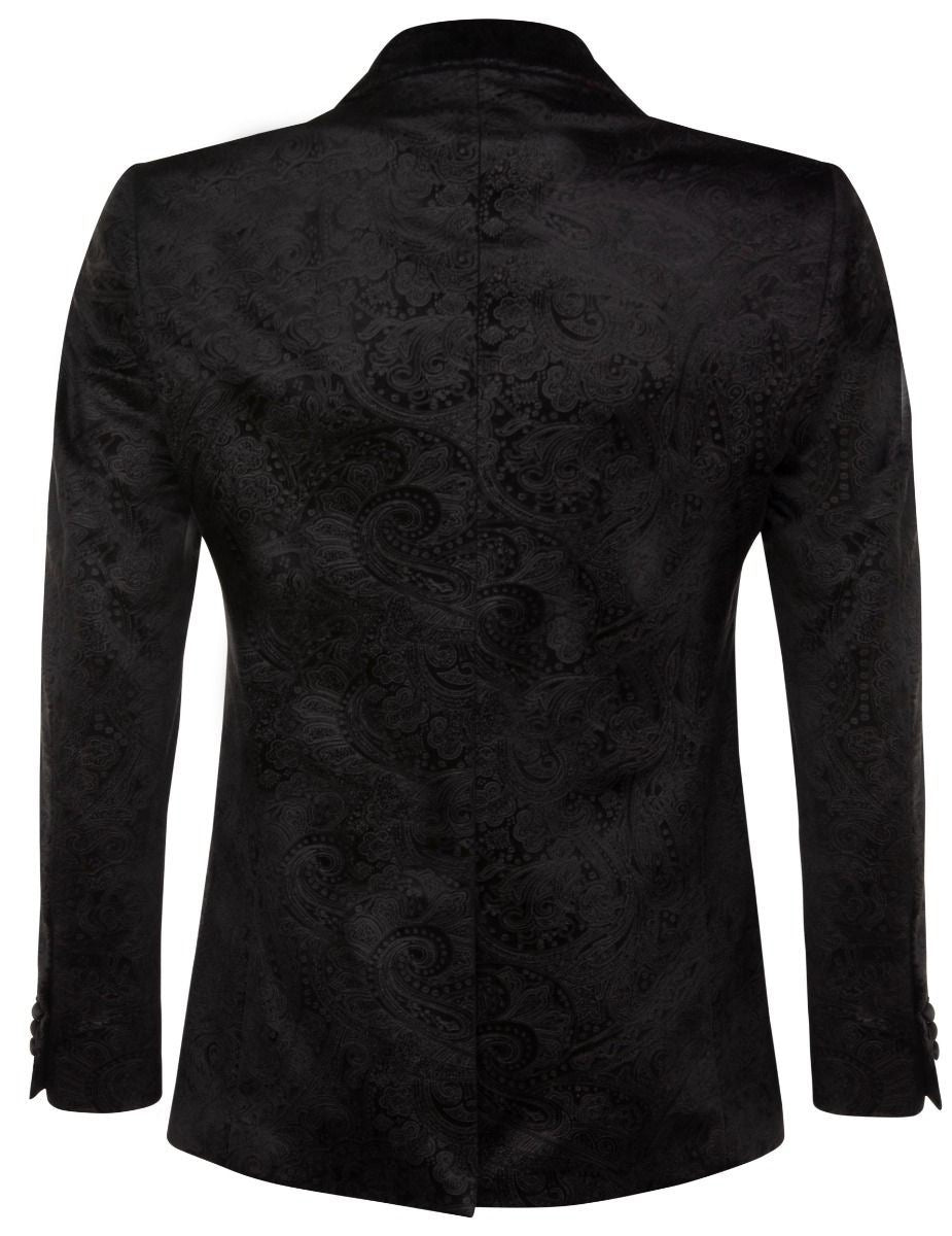 Mens Black Velvet Paisley Blazer Dinner Jacket