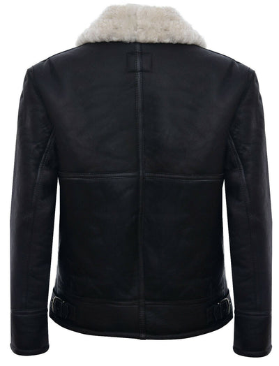 Mens B3 WW2 Leather Sheepskin Aviator Flying Jacket-Charleston