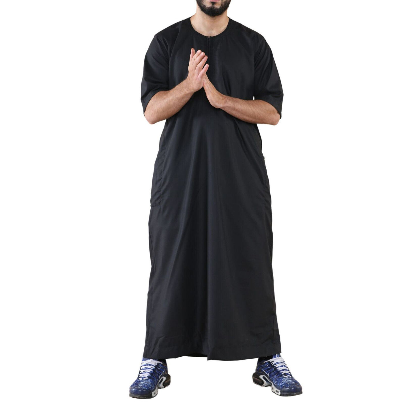 Mens Thobe Jubba Islamic Arab Moroccan Saudi Zipped Kaftan Arab Robe