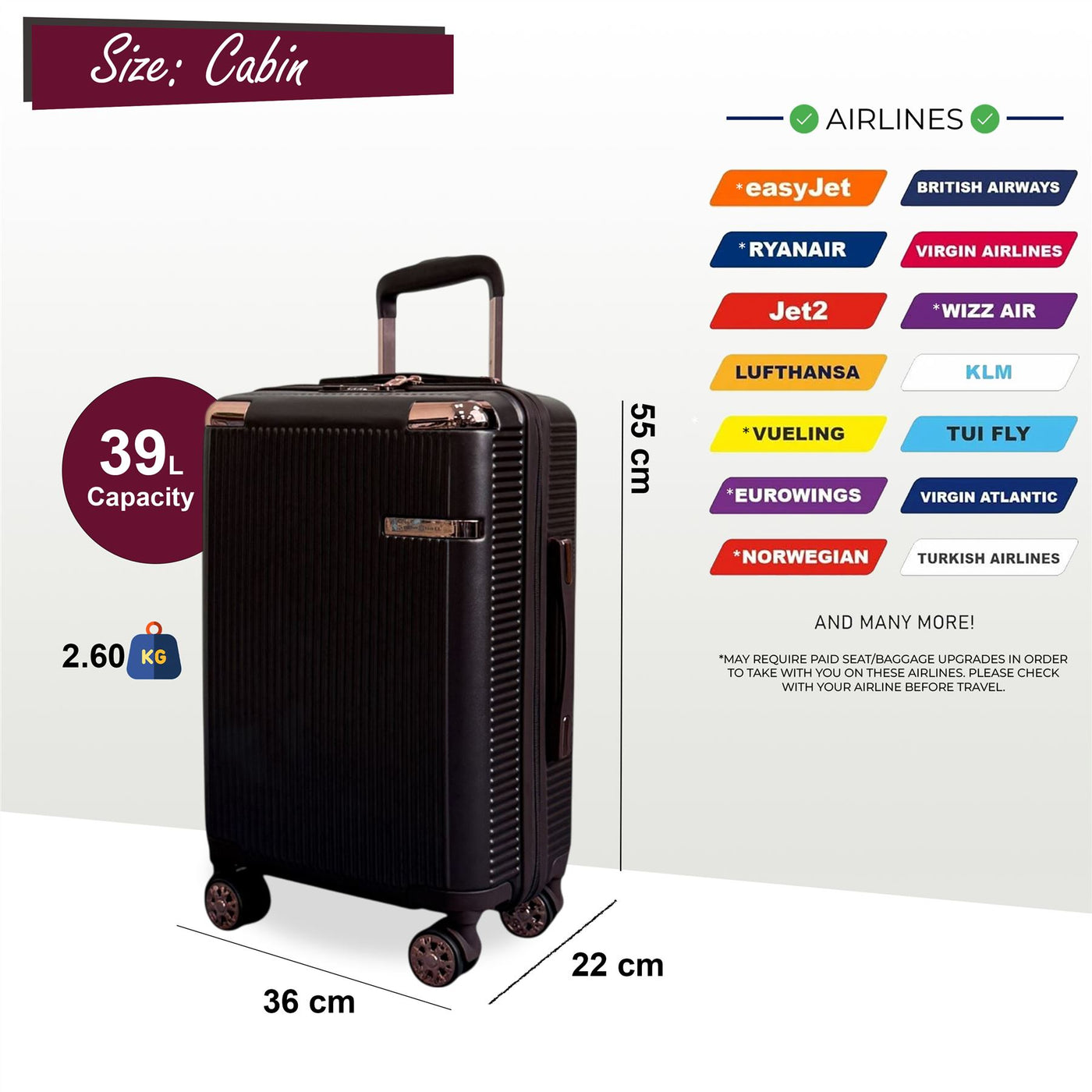 Expandable Hard Shell 8 Wheels Luggage Travel Cabin Suitcase Set