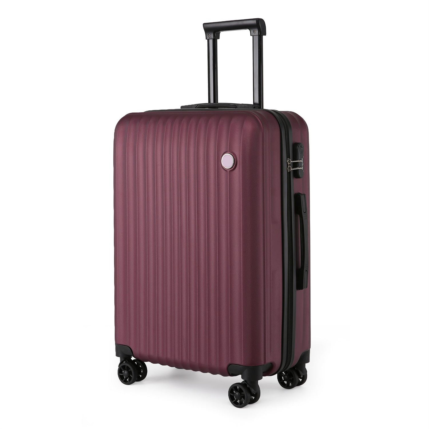 ABS Hard Shell Burgundy Suitcase Luggage Set Travel Carry on Cabin Bag