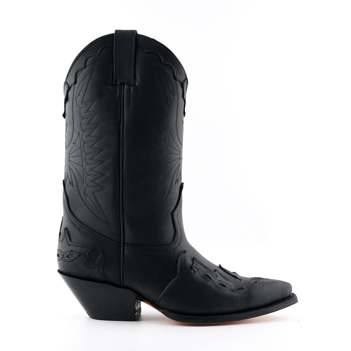 Grinders Unisex Black Leather Cowboy Boots-Arizona HI