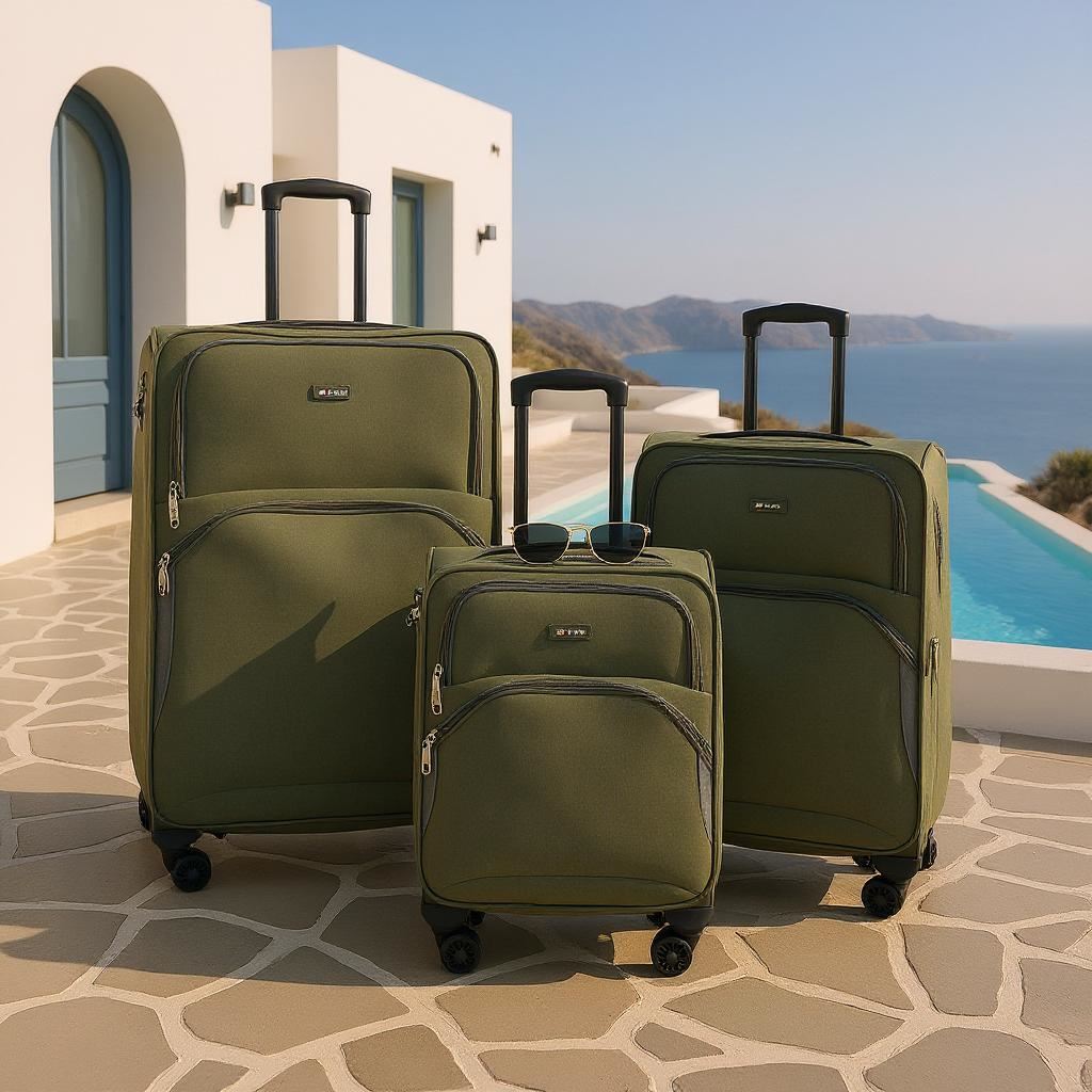 Expandable Soft 8 Wheel Lightweight Suitcase Luggage Travel Bags Set