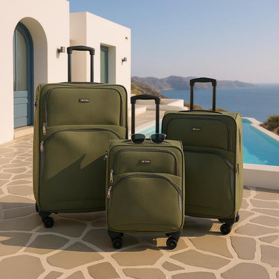 Expandable Soft 8 Wheel Lightweight Suitcase Luggage Travel Bags Set