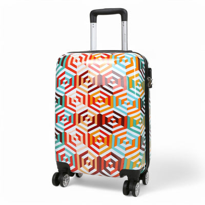 Strong Expandable Hard Shell Dual 4 Wheel Suitcase Set Print Luggage Cabin Travel Bag