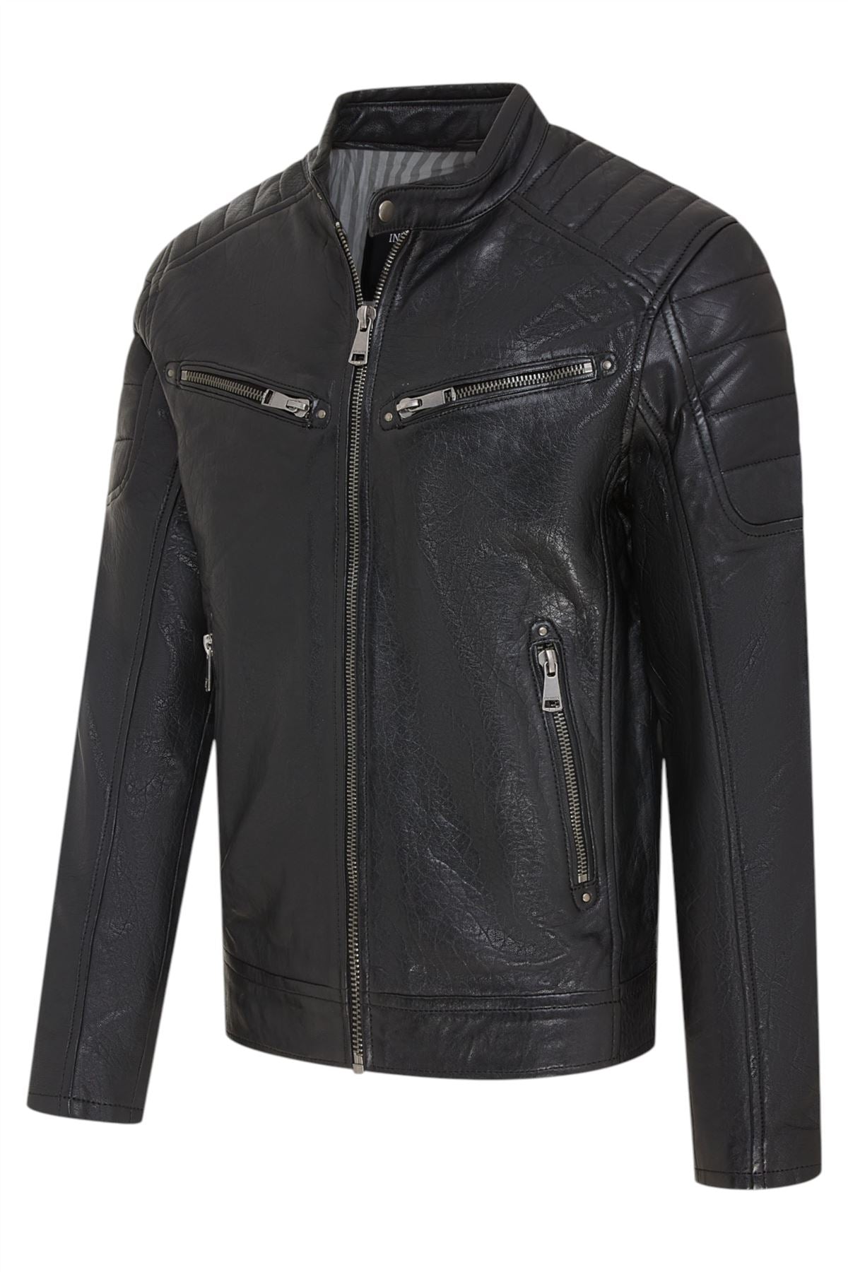 Men's Modern Classic Leather Quilted Biker Jacket - Derry