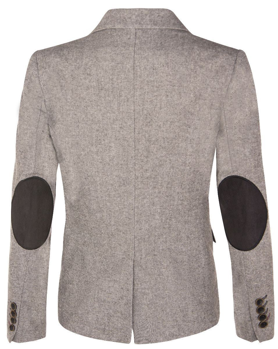 Womens Tweed 1920s Herringbone Light Grey Blazer
