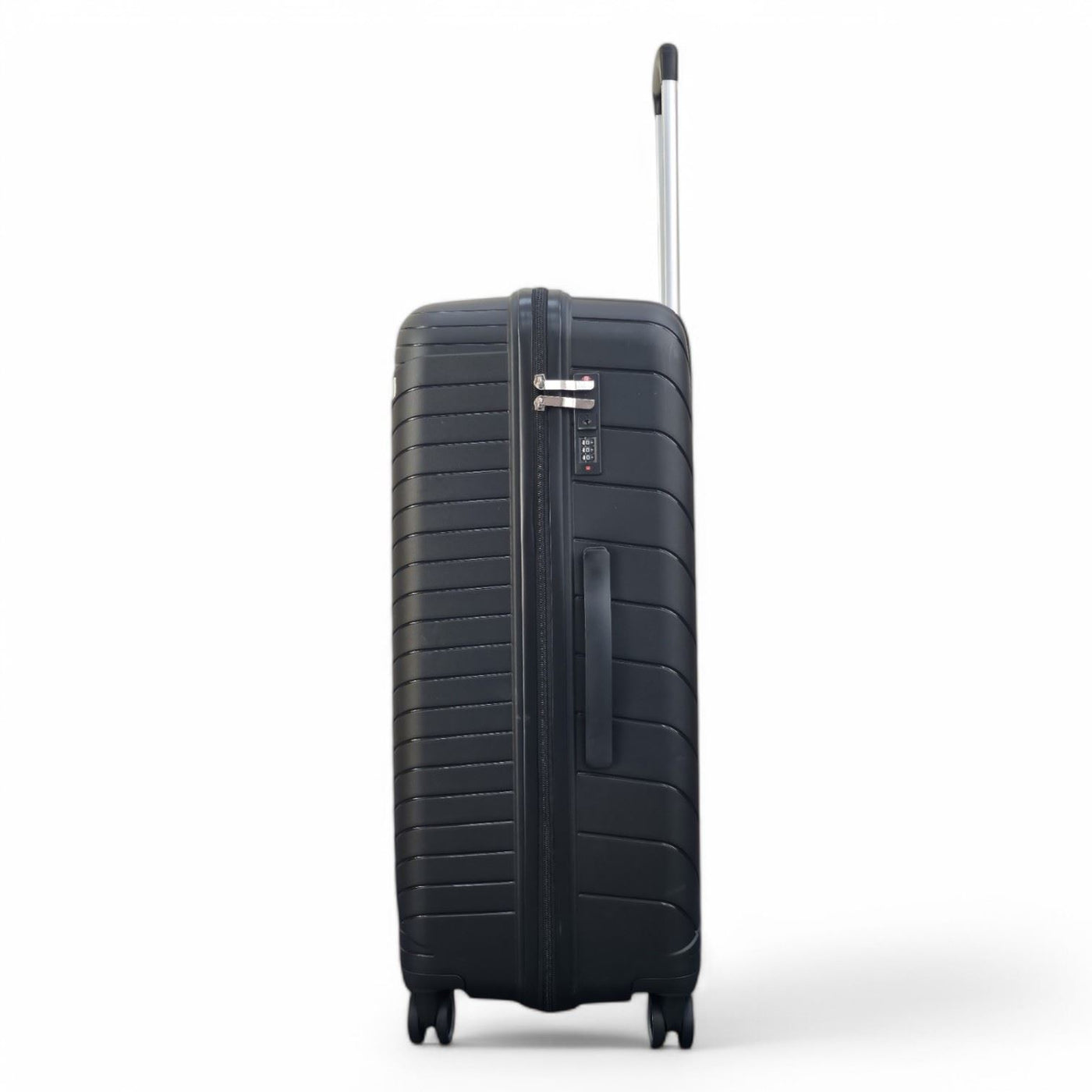 Robust PP Hard Shell Black 8 Wheels Luggage Travel Holiday Cabin Suitcase Set