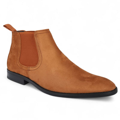 Men's Suede Chelsea Boots Real Leather Lined Slip-On