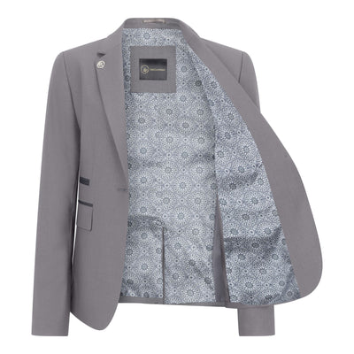 Women's 3 Piece Tailored Fit Plain Grey Formal Office Suit