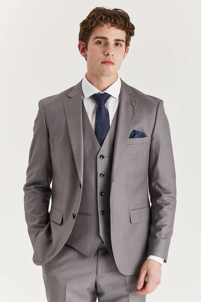 Men’s Grey Tailored Suit Blazer Formal Jacket