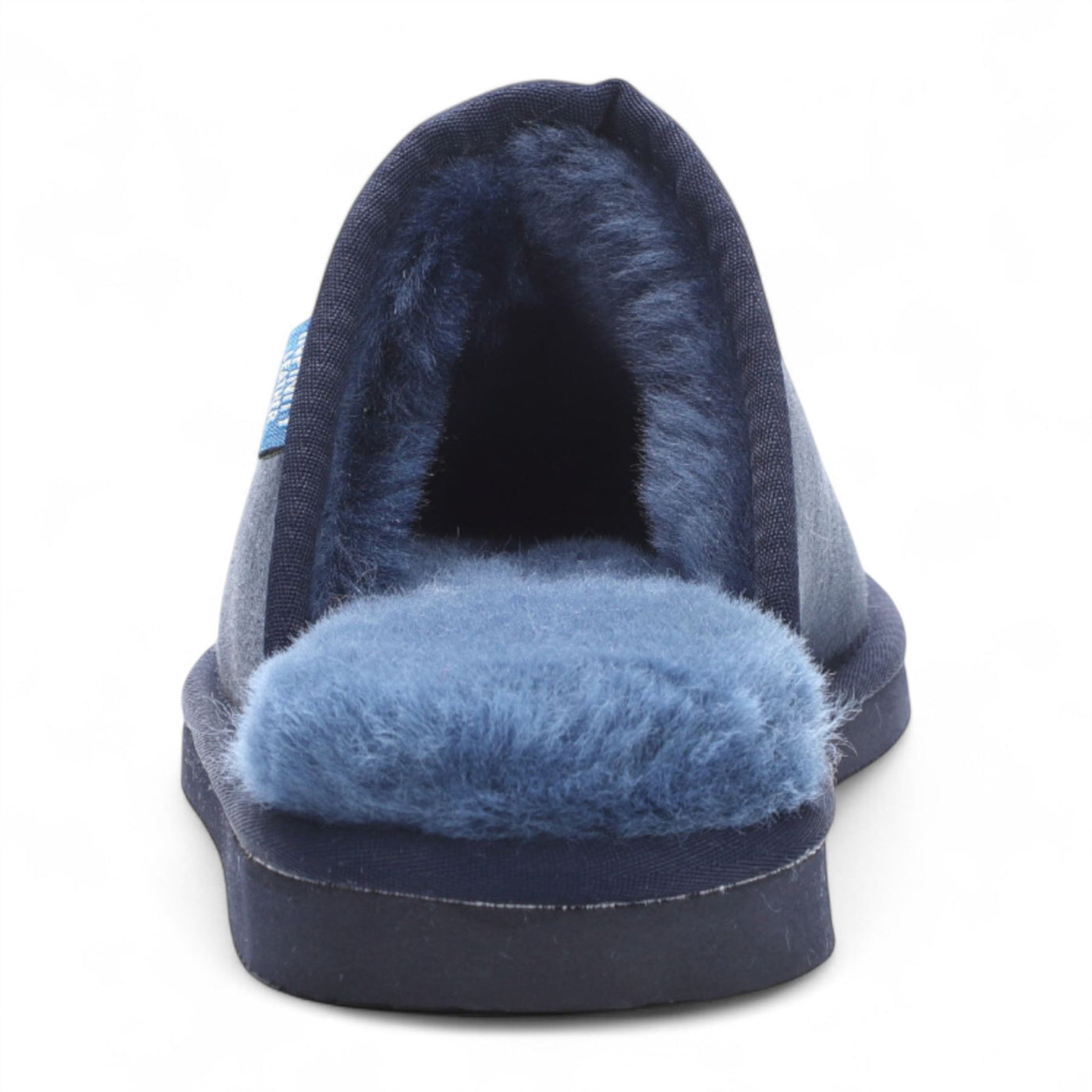 Men's Genuine Sheepskin Navy Suede Mule Winter Warm Non-Slip - Highland