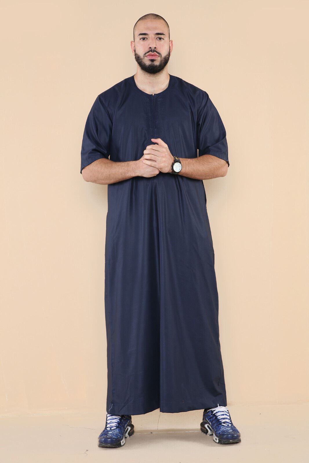 Mens Thobe Jubba Islamic Arab Moroccan Saudi Zipped Kaftan Arab Robe