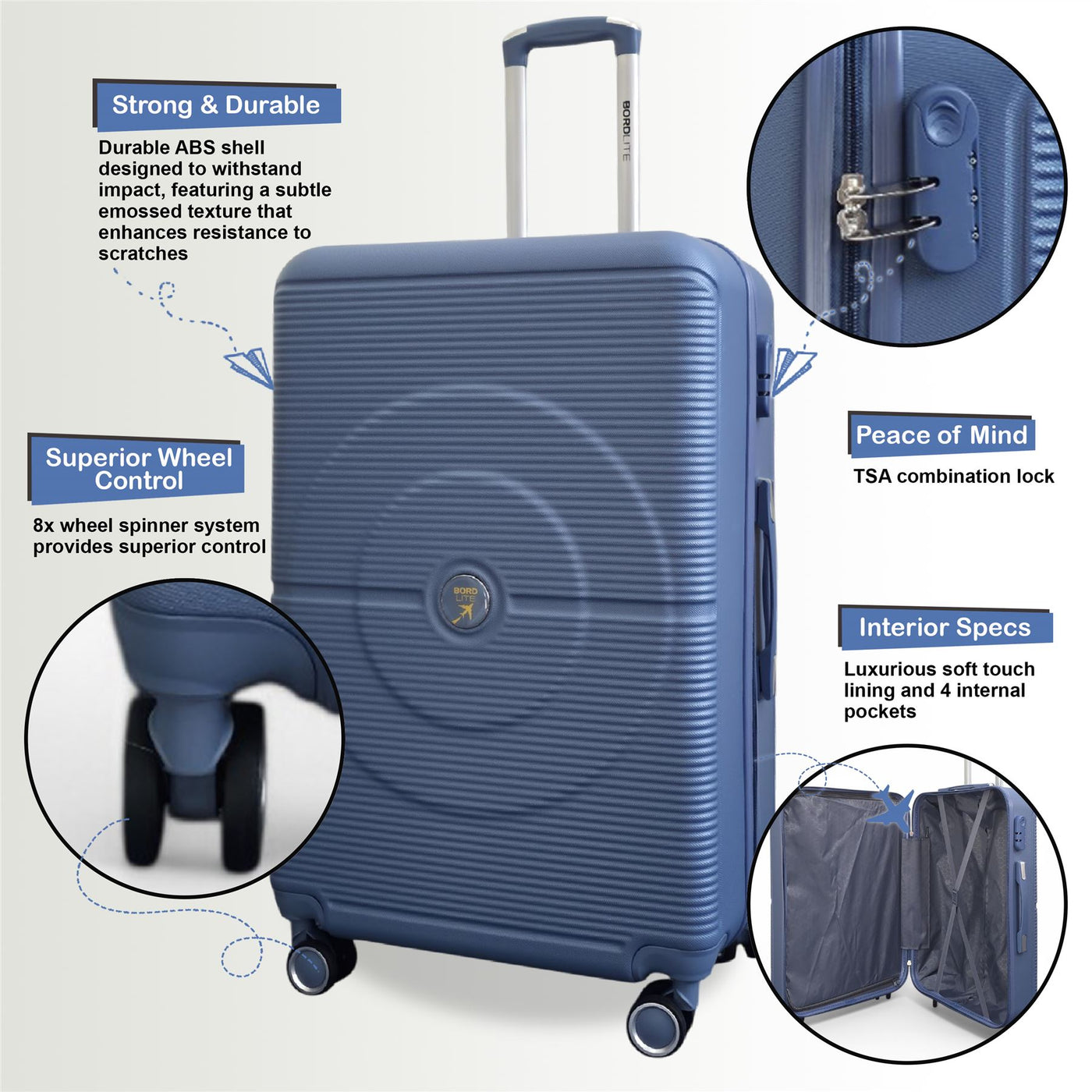 Hard Shell ABS Cabin Suitcase 56 x 35 x 20 cm Luggage Suitable for Easyjet, Ryanair