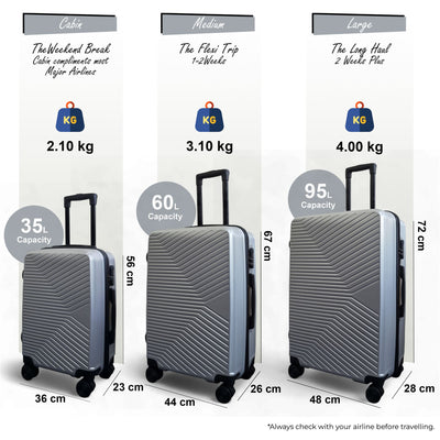 Hardshell Suitcase Set Robust 8 Wheel Luggage Cabin Case Bag