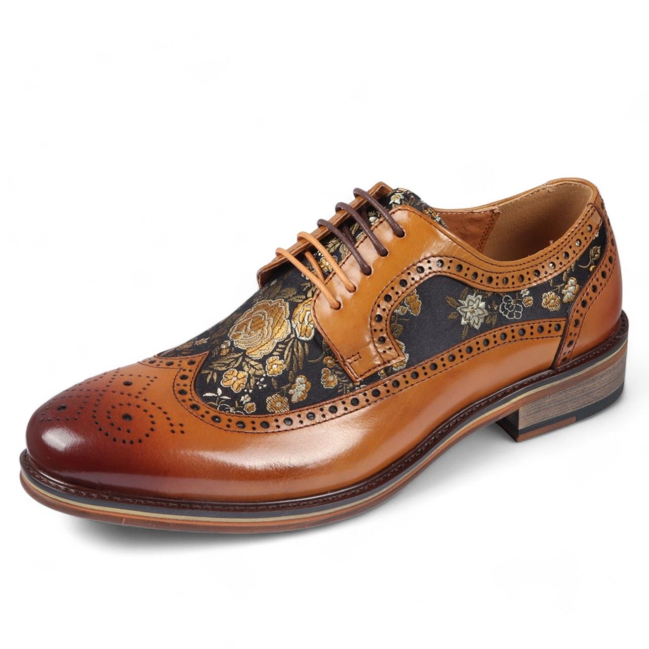 Justin Reess Men's Leather Floral Brogue Shoes - Ross